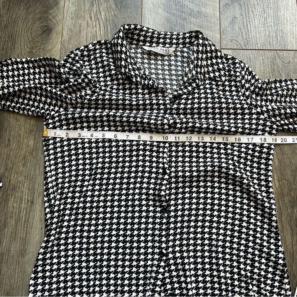 Big Dart Button Down Black And White Houndstooth … - image 6